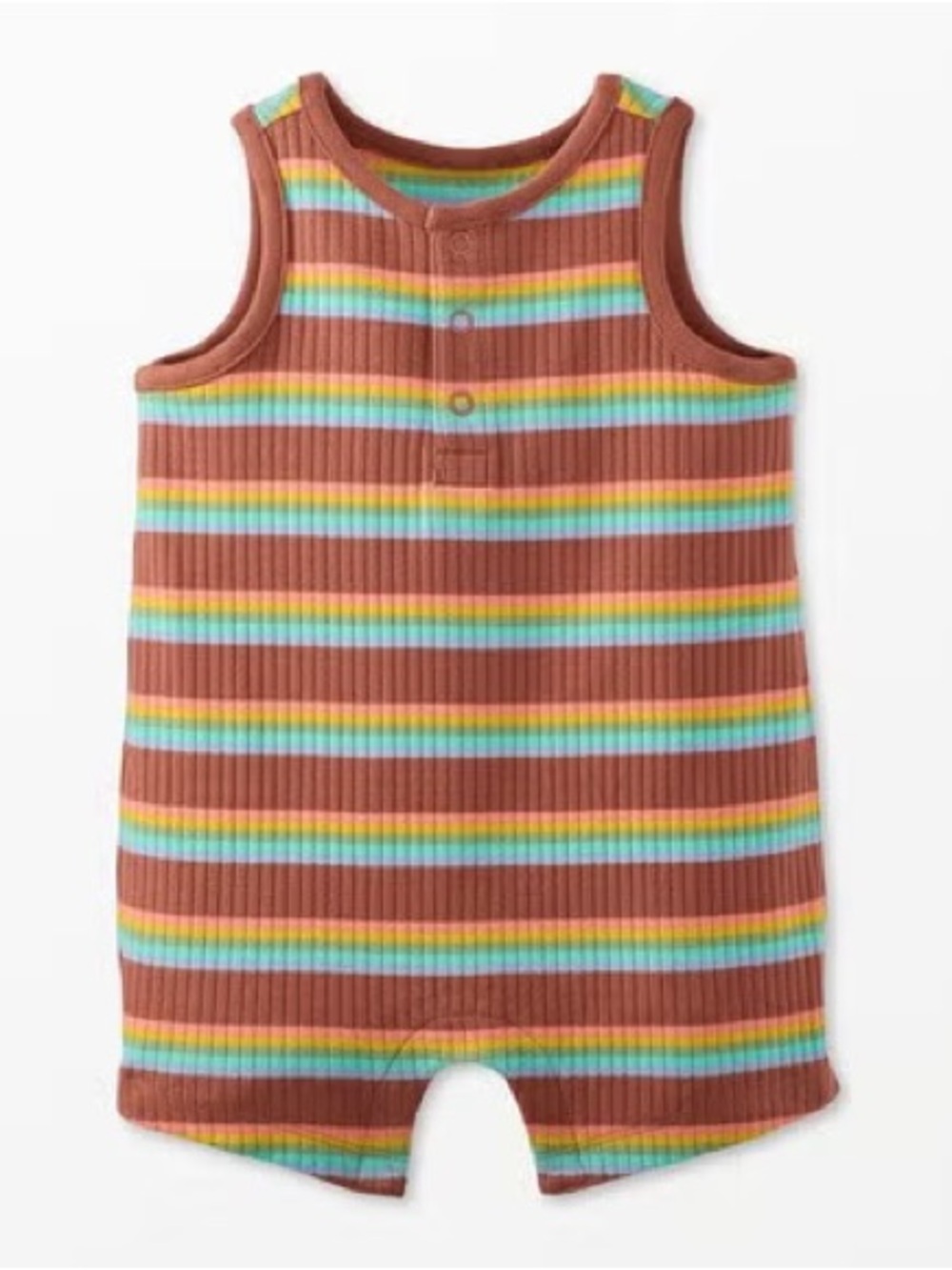 Hanna Andersson Brown Striped Ribbed Tank One-Piece